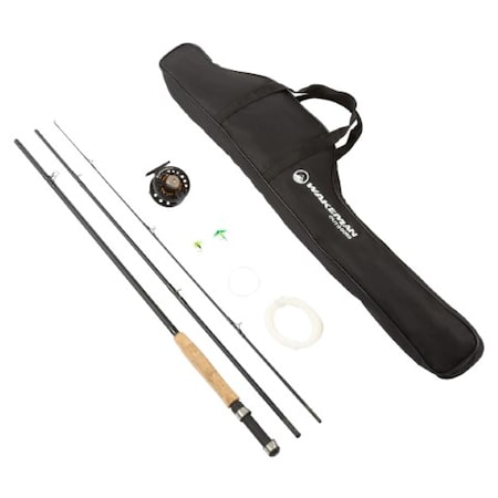 Leisure Sports Fly Fishing Pole, 3 Piece Collapsible 97-inch Fiberglass and Cork Rod and Ambidextrous Reel with Case 696223BLM